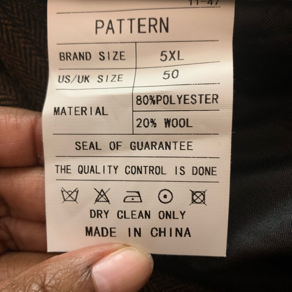 Brown Herringbone Men’s Two Piece Suit 5XL - Picture 11 of 11